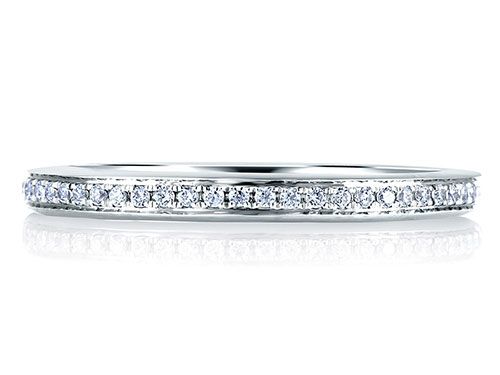 A. Jaffe 18k White Gold Classic Micro Pave Diamond Wedding Band