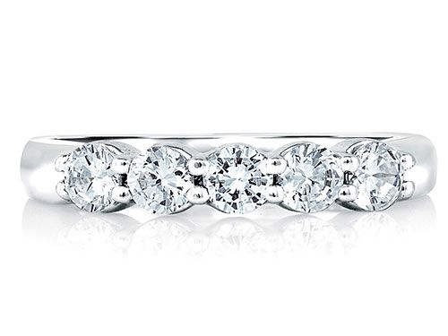 A. Jaffe 18k White Gold Classic Five Stone Wedding Band