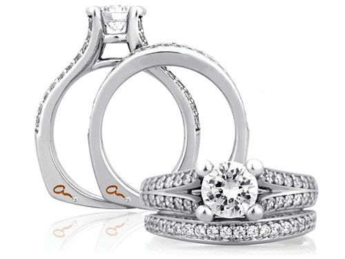 A. Jaffe 18k White Gold Curved Pave Diamond Wedding Band