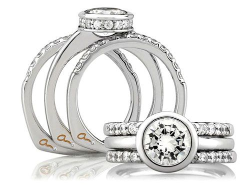 A. Jaffe 18k White Gold Classic Signature Fifteen Diamond Shared Prong Wedding Band