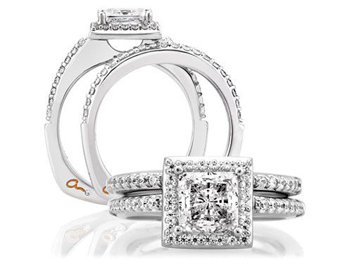 A. Jaffe 18k White Gold Shared Prong Diamond Wedding Band