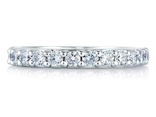 A. Jaffe 18k White Gold Halfway Shared Prong Diamond Wedding Band