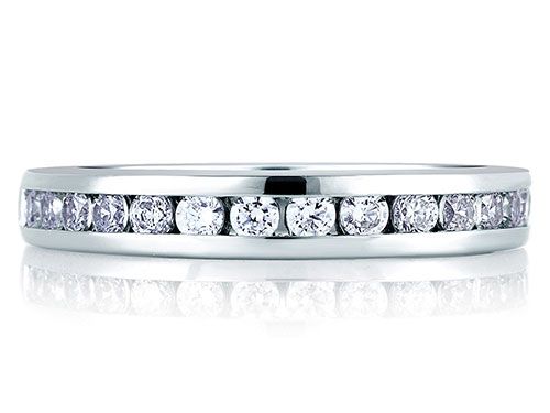 A. Jaffe 18k White Gold Signature Channel Set Diamond Wedding Band