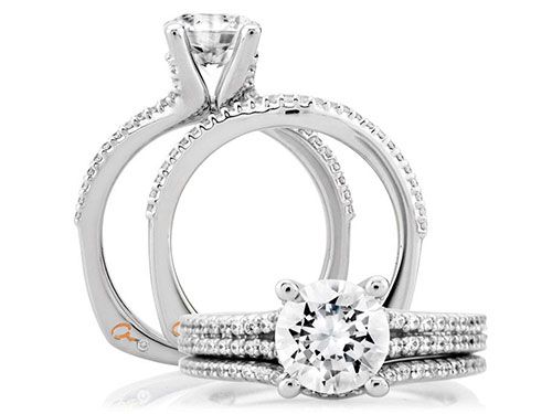 A. Jaffe 18k White Gold Micro Shared Prongs Signature Contour Diamond Wedding Band