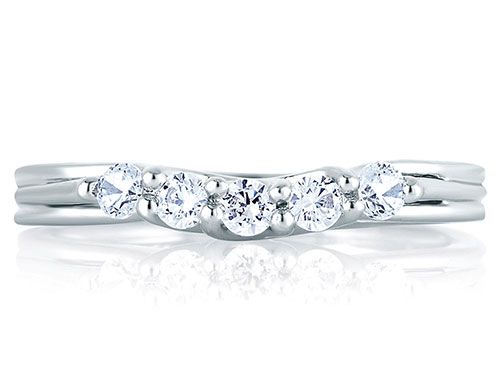 A. Jaffe 18k White Gold Signature Five Stone Trellis Wedding Band