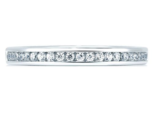 A. Jaffe 18k White Gold Round Channel Set Diamond Wedding Band