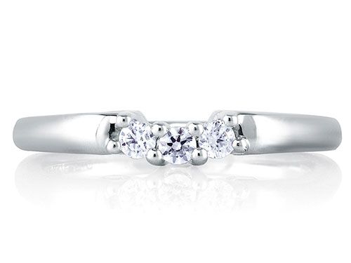 A. Jaffe 18k White Gold Delicate Three Stone Wedding Band