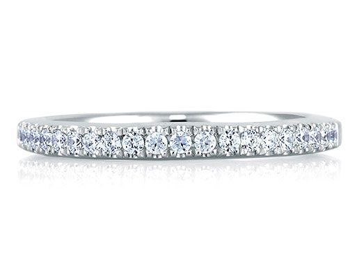 A. Jaffe 18k White Gold Delicate Pave Set Signature Diamond Wedding Band