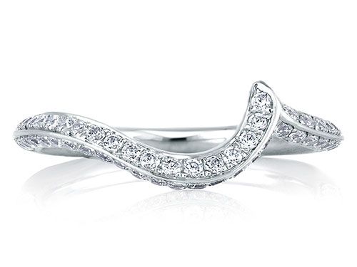 A. Jaffe 18k White Gold Signature Diamond Swirl Wedding Band