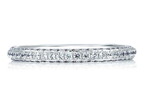 A. Jaffe 18k White Gold Signature Diamond Encrusted Wedding Band