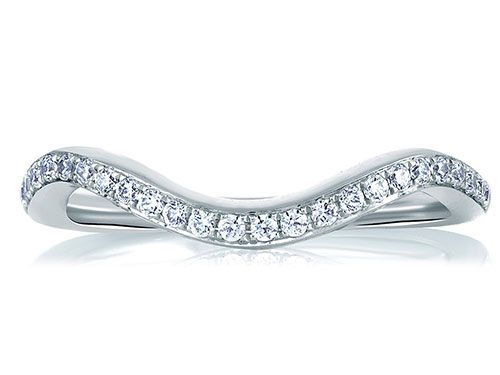 A. Jaffe 18k White Gold Curved Perfect Fit Signature Diamond Wedding Band