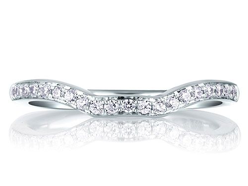 A. Jaffe 18k White Gold Perfect Fit Pave Diamond Wedding Band