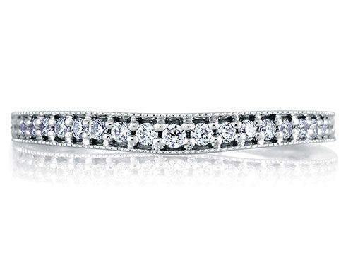 A. Jaffe 18k White Gold Pave Milgrain Signature Diamond Wedding Band