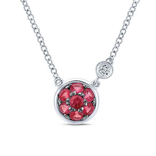 Gabriel & Co. Sterling Silver Diamond and Ruby Fashion Necklace