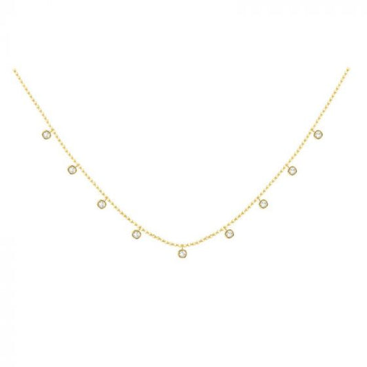 14K Yellow Gold Diamond Bezel Necklace