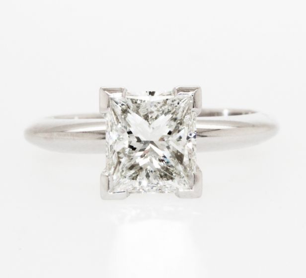 14K White Gold 2.00ct Princess Cut Diamond Solitaire Engagement Ring